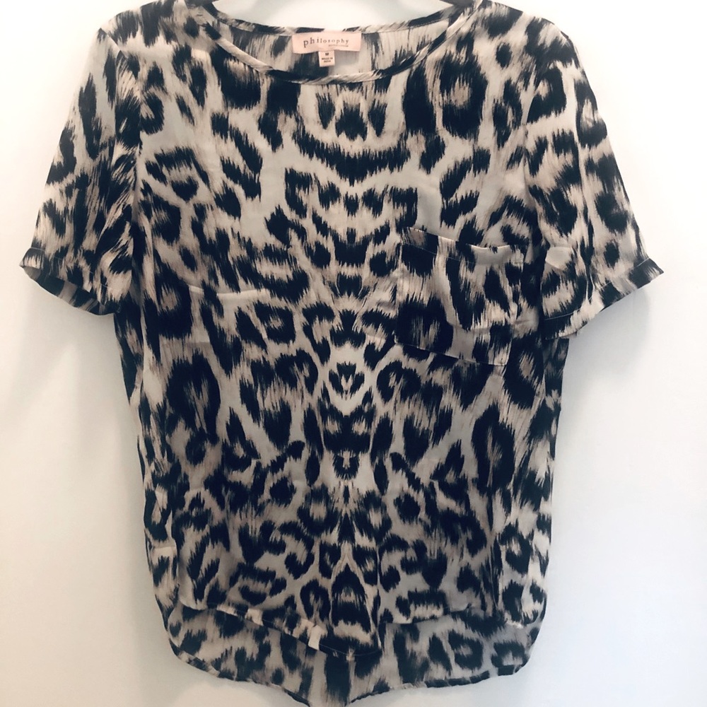 Philosophy Sheer Print Blouse Size M short sleeves